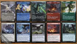 Set of 10 Borderless & Regular Black Blue Green Red White Dragons *NM* Magic MTG - Image 1