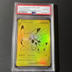 2021 Pokemon Celebrations Ultra Premium Collection Gold Pikachu V 145 PSA 10 - Image 1