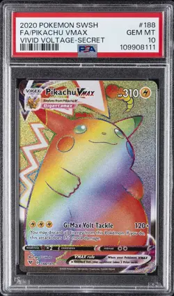 2020 POKEMON SWORD & SHIELD VIVID VOLTAGE SECRET FULL ART/PIKACHU VMAX PSA 10 - Image 1
