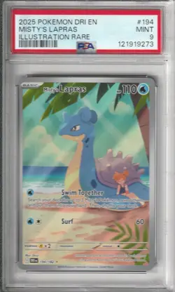 2025 POKEMON DRI EN-DESTINED RIVALS ILLUSTRATION RARE #194 MISTY'S LAPRAS PSA 9 - Image 1