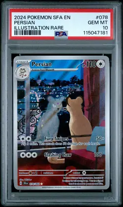 2024 POKEMON SFA EN-SHROUDED FABLE ILLUSTRATION RARE #078 PERSIAN PSA 10 - Image 1