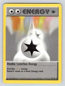 Pokemon 1st Edition Shadowless Double Colorless Energy 96/102 Base Set - Image 1