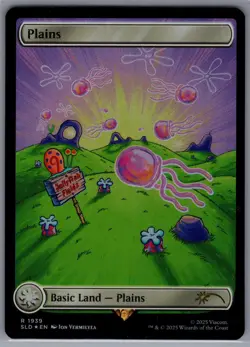 MTG Secret Lair x Spongebob Squarepants Plains (1939) Rainbow Foil Under the Sea - Image 1