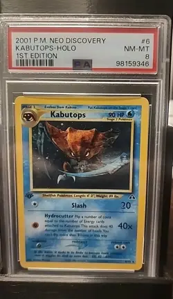 Pokemon Kabutops Neo Discovery 1st Edition Holo Rare #6 PSA 8 - Image 1