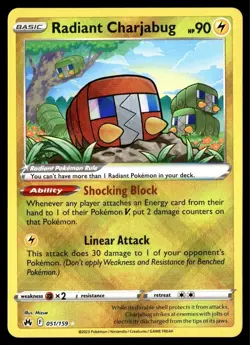 ✅Pokemon Radiant Charjabug #051/159 Crown Zenith Ultra Rare Holo✅Near Mint ✅B2AX - Image 1