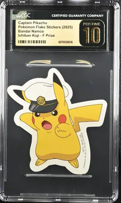 CAPTAIN PIKACHU 2025 Pokemon Sticker Bandai Namico Ichiban CGC Pristine 10 - Image 1