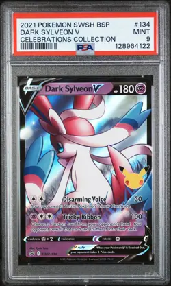 2021 POKEMON SWSH BLACK STAR PROMO CELEBRATIONS COLL #134 DARK SYLVEON V PSA 9 - Image 1