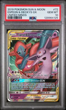 POKEMON SUN & MOON UNIFIED MINDS #72 ESPEON & DEOXYS GX *SEQUENTIAL PSA 10 DUO* - Image 3