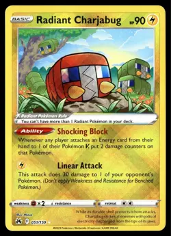✅Pokemon Radiant Charjabug 051/159 Radiant Rare Crown Zenith ✅ Near Mint ✅B2AW✅ - Image 1