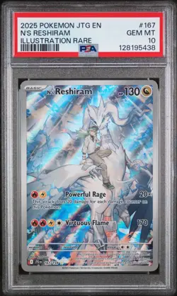 2025 POKEMON JTG EN-JOURNEY TOGETHER ILLUSTRATION RARE #167 N'S RESHIRAM PSA 10 - Image 1