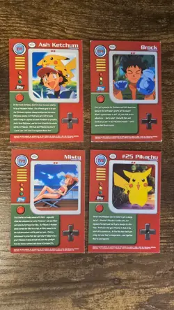 4 Topps Pokemon Cards TV Pikachu, Ash Ketchum, Misty, Brock - Image 2