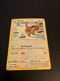 Pokemon Eevee Black Star Promo SWSH190 Cosmos Holo Card LP - Image 2