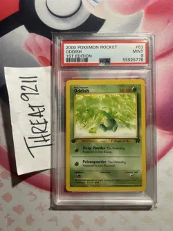 Pokemon - Team Rocket Oddish 63/82 First Edition PSA 9 - Image 1
