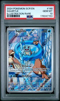 2024 POKEMON SCR EN-STELLAR CROWN ILLUSTRATION RARE #148 SQUIRTLE PSA 10 - Image 1