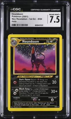 CGC 7.5 Houndoom Neo Revelation 1st Edition 8/64 Holo Pokemon Card - Image 1