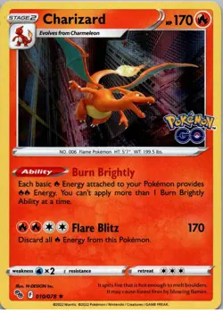 Charizard - Holo Rare - Pokemon GO - 010/078 - NM - Holo - Image 1