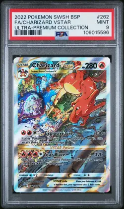 2022 Pokemon Swsh Black Star Promo Charizard VSTAR #262 Fa Ultra-Premium PSA 9 - Image 1