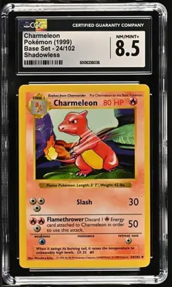 Pokemon Charmeleon 024/102 Base Set (Shadowless) CGC 8.5 - Image 1