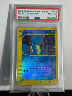 Pokemon TCG | Expedition Base Set | Squirtle | Rev.Foil | 132/165 | PSA 8 - Image 1