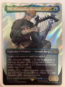 The Wandering Minstrel 0548 (Borderless) (Surge Foil) Final Fantasy Foil MTG - Image 1