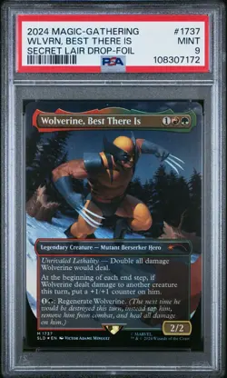 2024 MTG SECRET LAIR DROP FOIL #1737 WOLVERINE, BEST THERE IS PSA 9 - Image 1