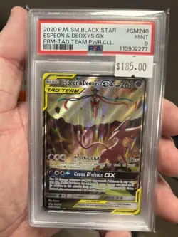 2020 POKEMON SM BLACK STAR PROMO TAG TEAM POWERS COLL ESPEON & DEOXYS GX PSA 9 - Image 1