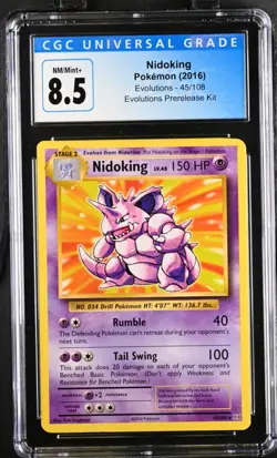 2016 CGC 8.5 Pokemon PreRelease Kit Nidoking 45/108 Evolutions - Image 1