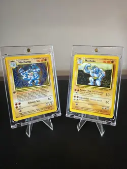 Authentic Pokemon TCG Base Set Raw 2 Card Lot - 1st ED Machamp & Machoke - Image 1