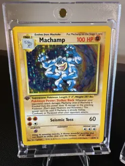 Authentic Pokemon TCG Base Set Raw 2 Card Lot - 1st ED Machamp & Machoke - Image 2