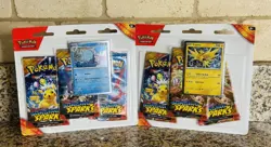 Pokemon Surging Sparks - 3 Pack Blister ART SET Zapdos & Quagsire Promo BUNDLE - Image 1