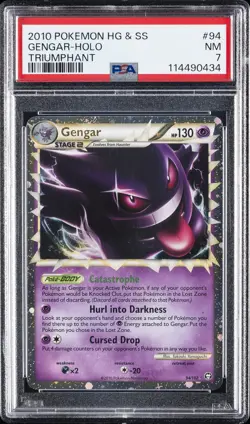 2010 POKEMON HEARTGOLD & SOULSILVER TRIUMPHANT #94 GENGAR-HOLO PSA 7 - Image 1
