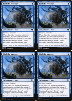 4x MTG 2021 BIND THE MONSTER - ENCHANTMENT AURA - MAGIC CARD x4 copies - Image 1