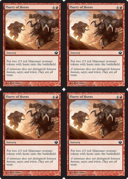 4x MTG - FLURRY OF HORNS - SORCERY - MAGIC CARD x4 copies - Image 1