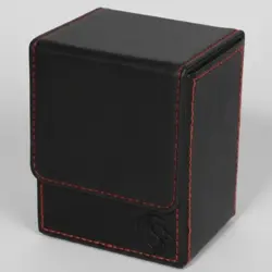 BCW Deck Case LX Black Red Stitching Leatherette Box Fits 80+ MTG Pokemon Cards - Image 1