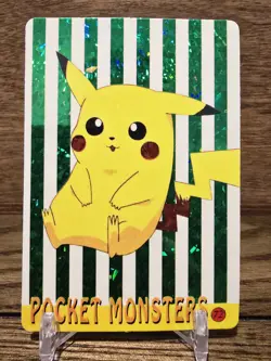 Pokemon Pocket Monsters Prism Holo Vending Sticker #72 PIKACHU rare LP Vintage - Image 1