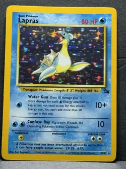 Pokemon TCG Lapras Fossil Holo Unlimited Rare Card 10/62 NM - Image 1
