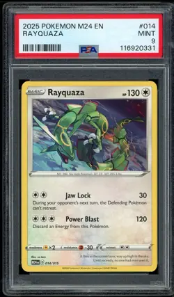 2025 PSA 9 Pokemon M24 EN McDonalds Rayquaza non-holo 014/015 Card Mint - Image 1