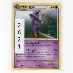 Pokemon TCG Mismagius 19/90 HGSS Undaunted Regular Rare Card EN-LP 2010 - Image 3