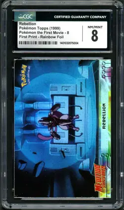 CGC 8 Topps Mewtwo Strikes Back: Rebellion #8 RAINBOW FOIL Pokemon Card NM+ psa - Image 2