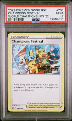 Pokemon Champions Festival SWSH296 2022 English PSA 9 MINT - Image 1
