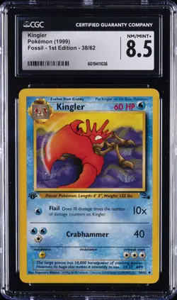 1999 POKEMON FOSSIL - FIRST ED #38/62 KINGLER CGC 8.5 - Image 1