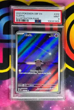 PSA 9 - 2023 Pokemon TCG OBF-EN Obsidian Flames Cleffa #202 Illustration Rare - Image 1