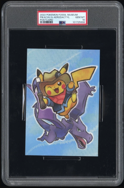2022 POKEMON FOSSIL MUSEUM POSTCARD PIKACHU & AERODACTYL PSA 10 - Image 1