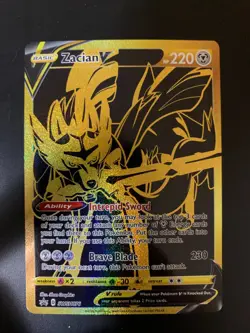 2022 Pokemon TCG Sword & Shield Zacian V SWSH076 Gold Promo Ultra Rare Holo NM - Image 1