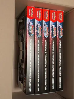 5x Pokemon Prismatic Evolutions Lucario EX Tyranitar EX Premium Collection - Image 1