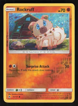 Pokemon SM - Forbidden Light #75/131 Rockruff REverse Holo Foil Card TCCCX - Image 1