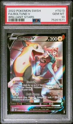 2022 POKEMON SWORD & SHIELD BRILLIANT STARS #TG13 FULL ART/BOLTUND V PSA 10 - Image 1