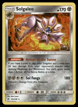 Solgaleo Holo 142/236 SM - Cosmic Eclipse Pokemon - Image 1