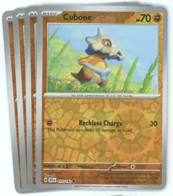 x4 Cubone Reverse Holo - (Common) 072/142 - Stellar Crown - Pokemon - Image 1