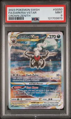 2023 POKEMON SWORD & SHIELD CROWN ZENITH #GG50 FULL ART/DARKRAI VSTAR PSA 9 - Image 1